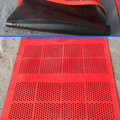 Pannello in gomma autopulente da 1,25 m per vagli vibranti Rosso Morbido Nero Duro